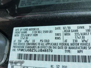 2020 Ford Escape SE Sport Hybrid with VIN 1FMCU0BZ3LUB48570, listed as a IAAI auction lot 41729696 with 65,714 mi miles and . Bid and sale history available at carsss.com. Image 9.