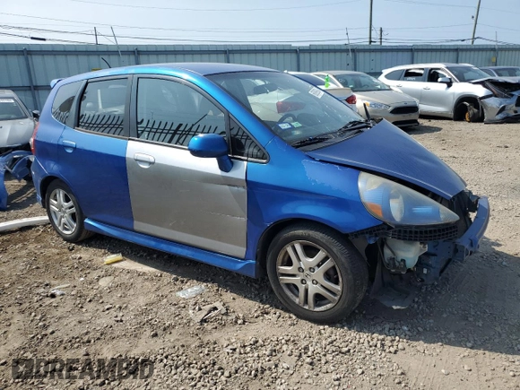 2007 Honda Fit Sport with VIN JHMGD38647S047784, listed as a Copart auction lot 68098994 with 0 mi miles and Salvage Title. Bid and sale history available at carsss.com. Image 4.
