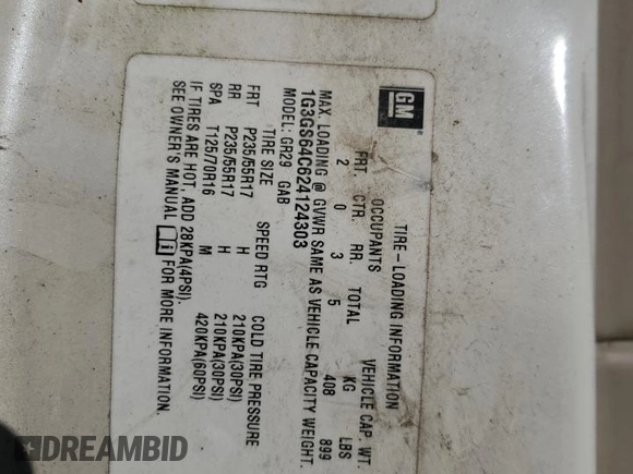 2002 Oldsmobile Aurora z VIN 1G3GS64C624124303, wystawiony jako Copart lot #78372624 z przebiegiem Nie podano mil oraz Szkody całkowita. Historia ofert i sprzedaży dostępna na DreamBid. Obrazek 12.