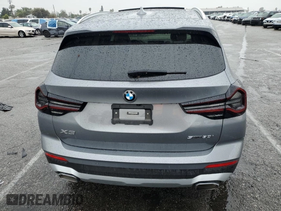 2023 BMW X3 sDrive30i with VIN 5UX43DP08P9S82575, listed as a Copart auction lot 47843655 with 4,696 mi miles and Salvage Title. Bid and sale history available at DreamBid. Image 6.