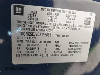 2012 Chevrolet Silverado 1500 LT with VIN 1GCRKSE77CZ192665, listed as a IAAI auction lot 41888886 with 167,084 mi miles. Bid and sale history available at carsss.com. Image 9.