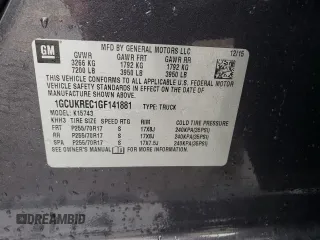 2016 Chevrolet Silverado 1500 LT with VIN 1GCUKREC1GF141881, listed as a Copart auction lot 71365384 with 278,640 mi miles and Salvage Title. Bid and sale history available at DreamBid. Image 12.