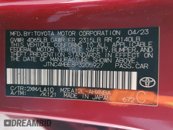 2023 Toyota Corolla Hatchback XSE with VIN JTNC4MBE8P3205927, listed as a Copart auction lot 67418544 with 19,260 mi miles and Salvage Title. Bid and sale history available at carsss.com. Image 14.