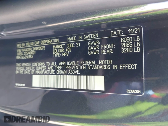 2022 Volvo XC90 Inscription z VIN YV4A22PL3N1812675, wystawiony jako IAAI lot #41695426 z przebiegiem 22 322 mil mil oraz . Historia ofert i sprzedaży dostępna na DreamBid. Obrazek 9.