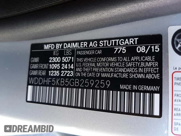 2016 Mercedes-Benz E-Class E 350 Sport with VIN WDDHF5KB5GB259259, listed as a Copart auction lot 62284182 with 57,921 mi miles. Bid and sale history available at carsss.com. Image 10.