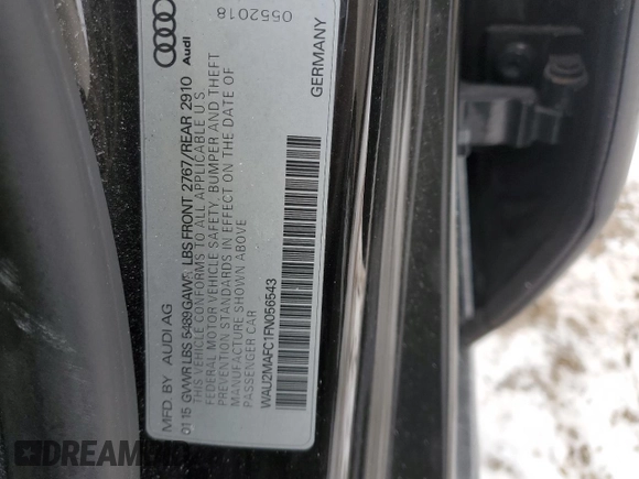 2015 Audi A7 3.0 TDI Prestige with VIN WAU2MAFC1FN056543, listed as a Copart auction lot 44980105 with 86,380 mi miles and Salvage Title. Bid and sale history available at carsss.com. Image 12.
