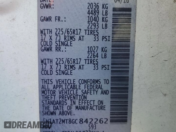 2016 Nissan Rogue SL with VIN 5N1AT2MT8GC842262, listed as a Copart auction lot 88443585 with 178,067 mi miles and Salvage Title. Bid and sale history available at DreamBid. Image 13.
