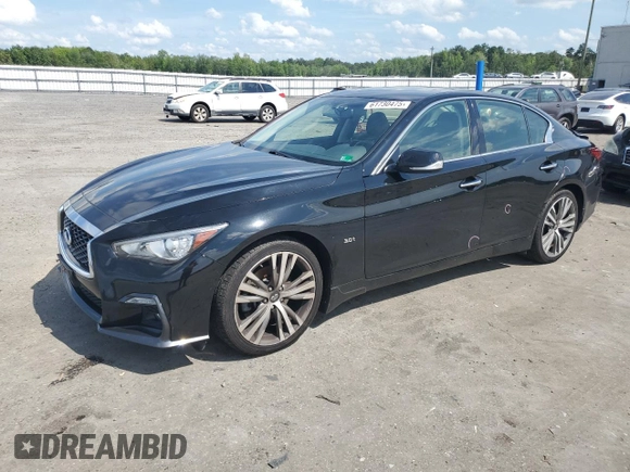 2018 Infiniti Q50 Luxe with VIN JN1EV7AR9JM436131, listed as a Copart auction lot 61730475 with 121,452 mi miles and Salvage title. Bid and sale history available at DreamBid. Image 1.
