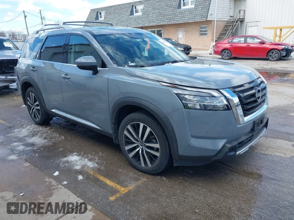 2023 Nissan Pathfinder Platinum с VIN 5N1DR3DK0PC207125, выставлен на аукционе IAAI как лот 41848785 с пробегом 22 068 миль миль и . История ставок и продаж доступна на DreamBid. Изображение 1.