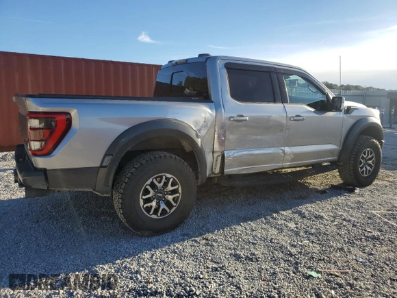 2021 Ford F-150 Raptor with VIN 1FTFW1RG3MFC82314, listed as a Copart auction lot 88801445 with 57,743 mi miles and Salvage Title. Bid and sale history available at carsss.com. Image 3.