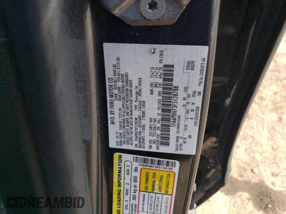 2015 Ford Fusion SE with VIN 1FA6P0H73F5128788, listed as a Copart auction lot 53017415 with 129,900 mi miles and Salvage Title. Bid and sale history available at DreamBid. Image 12.
