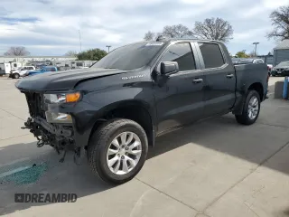 2020 Chevrolet Silverado 1500 Custom with VIN 1GCPWBEH9LZ175287, listed as a Copart auction lot 46489055 with 59,388 mi miles and Salvage Title. Bid and sale history available at carsss.com. Image 1.