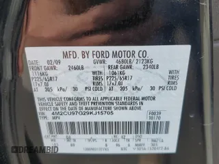 2009 Mercury Mariner Premier z VIN 4M2CU97G29KJ15705, wystawiony jako Copart lot #58233215 z przebiegiem 129 589 mil mil oraz Szkody całkowita. Historia ofert i sprzedaży dostępna na DreamBid. Obrazek 12.