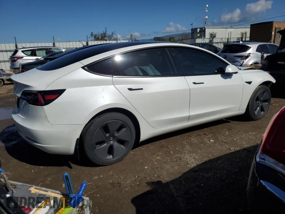 2023 Tesla Model 3 with VIN 5YJ3E1EA9PF558527, listed as a Copart auction lot 48754535 with 21,801 mi miles and Salvage Title. Bid and sale history available at DreamBid. Image 3.