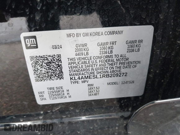 2024 Buick Encore GX Sport Touring с VIN KL4AMESL1RB209272, выставлен на аукционе IAAI как лот 41646448 с пробегом 20 797 миль миль и . История ставок и продаж доступна на DreamBid. Изображение 9.