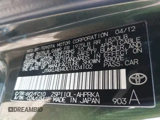 2012 Scion xD with VIN JTKKU4B40C1024102, listed as a IAAI auction lot 41886534 with 110,183 mi miles and . Bid and sale history available at DreamBid. Image 9.