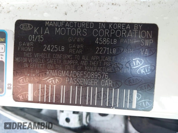 2015 Kia Optima с VIN KNAGM4AD6F5089576, выставлен на аукционе IAAI как лот 42417392 с пробегом 158 800 миль миль и . История ставок и продаж доступна на DreamBid. Изображение 9.