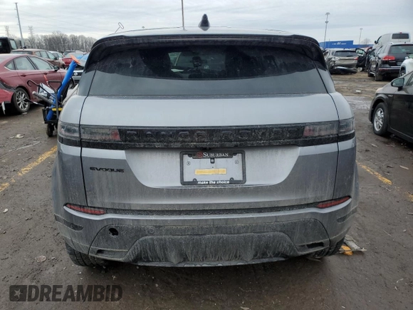 2025 Land Rover Range Rover Evoque Dynamic SE with VIN SALZL2FX9SH265589, listed as a Copart auction lot 46866035 with 7,254 mi miles and Salvage Title. Bid and sale history available at carsss.com. Image 6.