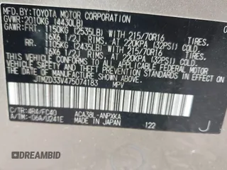 2007 Toyota RAV4 with VIN JTMZD33V475074183, listed as a IAAI auction lot 41736283 with 289,453 mi miles. Bid and sale history available at carsss.com. Image 9.