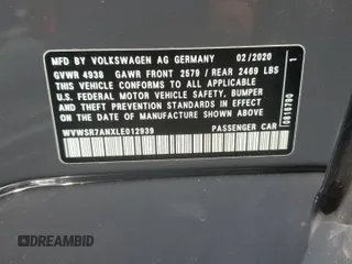 2020 Volkswagen Arteon SE R-Line with VIN WVWSR7ANXLE012939, listed as a Copart auction lot 68268484 with 31,006 mi miles and Salvage title. Bid and sale history available at DreamBid. Image 12.