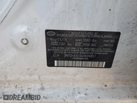 2016 Hyundai Elantra SE z VIN 5NPDH4AE9GH694857, wystawiony jako Copart lot #83896544 z przebiegiem 116 613 mil mil oraz Szkoda całkowita • Salvage title. Historia ofert i sprzedaży dostępna na DreamBid. Obrazek 15.