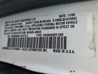2001 Subaru Legacy Outback L.L. Bean with VIN 4S3BH806817627512, listed as a Copart auction lot 43241995 with 163,888 mi miles and Salvage title. Bid and sale history available at DreamBid. Image 14.