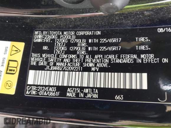 2016 Lexus NX 200t z VIN JTJBARBZ7G2092211, wystawiony jako IAAI lot #41824151 z przebiegiem 125 076 mil mil oraz . Historia ofert i sprzedaży dostępna na DreamBid. Obrazek 9.