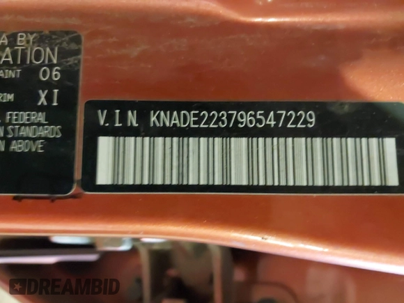 2009 Kia Rio LX with VIN KNADE223796547229, listed as a IAAI auction lot 41947371 with 153,061 mi miles and . Bid and sale history available at DreamBid. Image 9.