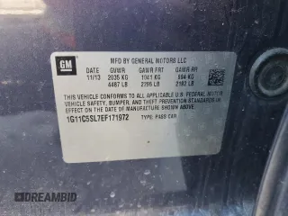 2014 Chevrolet Malibu LT with VIN 1G11C5SL7EF171972, listed as a Copart auction lot 79700104 with 95,957 mi miles and Salvage Title. Bid and sale history available at DreamBid. Image 15.