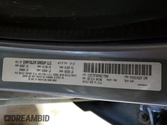 2010 Chrysler Sebring Limited with VIN 1C3CC5FB2AN217908, listed as a Copart auction lot 84085404 with 181,317 mi miles and Salvage Title. Bid and sale history available at carsss.com. Image 12.