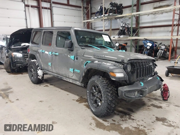 2021 Jeep Wrangler Unlimited Sport S with VIN 1C4HJXDN9MW819753, listed as a IAAI auction lot 41415569 with 43,263 mi miles and . Bid and sale history available at DreamBid. Image 1.
