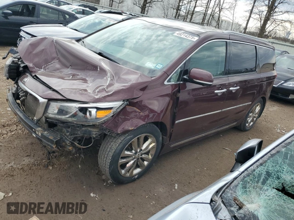2016 Kia Sedona SX-L with VIN KNDME5C19G6138311, listed as a Copart auction lot 49214375 with 68,500 mi miles and Salvage Title. Bid and sale history available at carsss.com. Image 1.