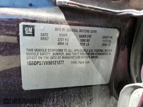 2008 Cadillac CTS RWD w/1SB with VIN 1G6DP57VX80121077, listed as a Copart auction lot 64045504 with 140,299 mi miles and Salvage Title. Bid and sale history available at carsss.com. Image 12.