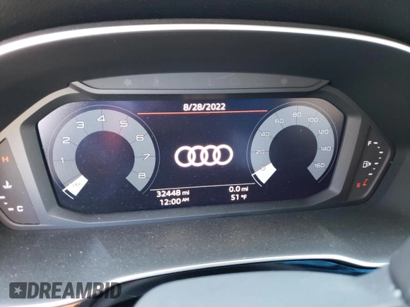 2021 Audi Q3 Premium with VIN WA1AUCF3XM1087993, listed as a Copart auction lot 71384412 with 32,448 mi miles. Bid and sale history available at carsss.com. Image 9.