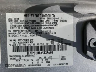 2019 Ford Mustang EcoBoost with VIN 1FATP8UH8K5138680, listed as a Copart auction lot 61416985 with 123,280 mi miles and Clean title. Bid and sale history available at DreamBid. Image 12.