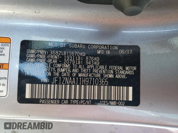 2017 Toyota 86 with VIN JF1ZNAA11H9710365, listed as a Copart auction lot 60167844 with 35,795 mi miles and Salvage Title. Bid and sale history available at carsss.com. Image 12.