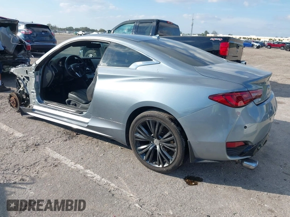 2018 Infiniti Q60 Luxe with VIN JN1EV7EL8JM391379, listed as a IAAI auction lot 41472370 with Not Provided miles and . Bid and sale history available at carsss.com. Image 3.
