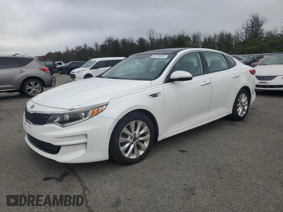2016 Kia Optima EX z VIN 5XXGU4L39GG005285, wystawiony jako Copart lot #63778415 z przebiegiem 120 705 mil mil oraz Czysty tytuł • Clean title. Historia ofert i sprzedaży dostępna na DreamBid. Obrazek 1.