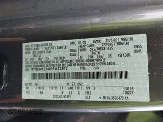 2023 Ford F-150 XL with VIN 1FTEW1E8XPFA72517, listed as a IAAI auction lot 41763300 with 1 mi miles. Bid and sale history available at carsss.com. Image 9.