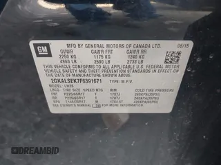 2015 GMC Terrain SLT with VIN 2GKALSEK7F6391671, listed as a IAAI auction lot 40296539 with 140,452 mi miles. Bid and sale history available at carsss.com. Image 9.