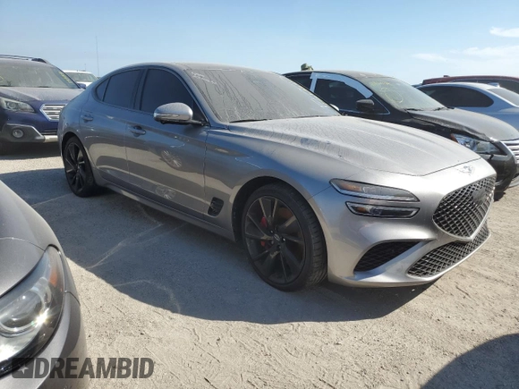 2023 Genesis G70 3.3T with VIN KMTG54TE6PU128438, listed as a Copart auction lot 74662524 with 0 mi miles and Non Repairable. Bid and sale history available at carsss.com. Image 4.
