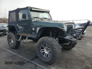 2002 Jeep Wrangler Sahara with VIN 1J4FA59S42P742978, listed as a Copart auction lot 46707685 with 77,272 mi miles and Salvage Title. Bid and sale history available at carsss.com. Image 4.