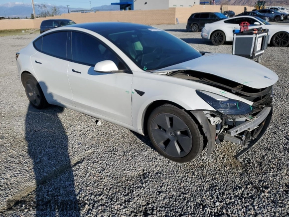 2021 Tesla Model 3 Long Range with VIN 5YJ3E1EB0MF059457, listed as a Copart auction lot 46277945 with 102,367 mi miles and Salvage Title. Bid and sale history available at carsss.com. Image 4.