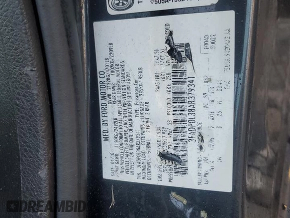 2010 Ford Fusion Hybrid with VIN 3FADP0L38AR379341, listed as a Copart auction lot 77114174 with 274,779 mi miles and Clean Title. Bid and sale history available at DreamBid. Image 12.