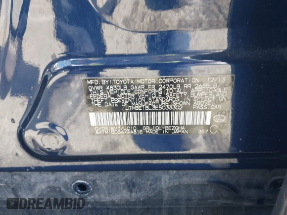 2014 Lexus GS 350 with VIN JTHBE1BL3E5033302, listed as a IAAI auction lot 42529417 with 100,882 mi miles and . Bid and sale history available at DreamBid. Image 9.