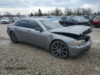 2005 BMW 7 Series 745Li with VIN WBAGN63515DS56509, listed as a Copart auction lot 51021155 with 0 mi miles and Salvage Title. Bid and sale history available at carsss.com. Image 4.