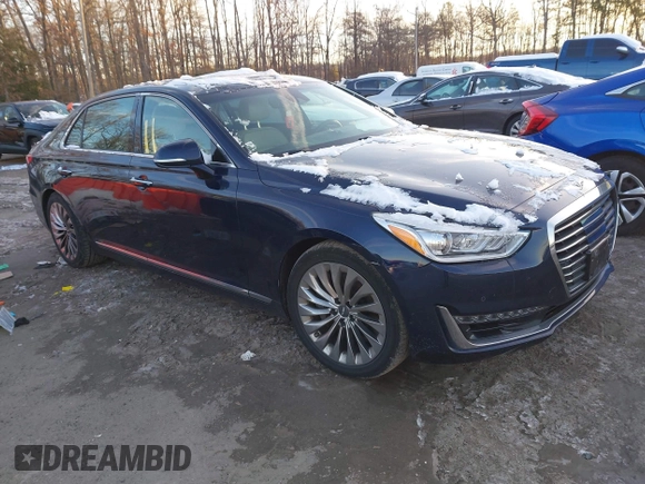 2018 Genesis G90 3.3T Premium with VIN KMHG34JA5JU043341, listed as a IAAI auction lot 41272841 with 33,527 mi miles. Bid and sale history available at carsss.com. Image 1.