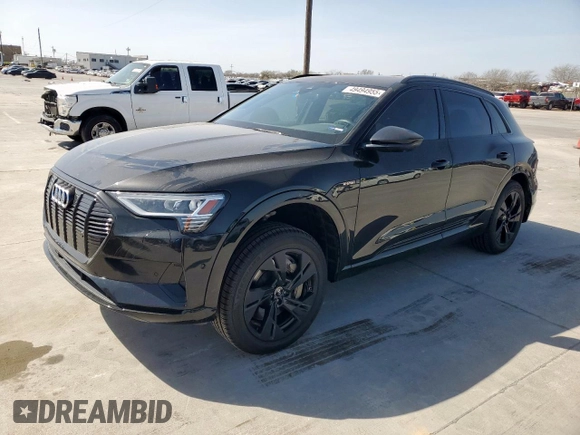 2022 Audi e-tron Premium with VIN WA1AAAGE7NB027856, listed as a Copart auction lot 49494955 with 53,947 mi miles and Salvage Title. Bid and sale history available at DreamBid. Image 1.