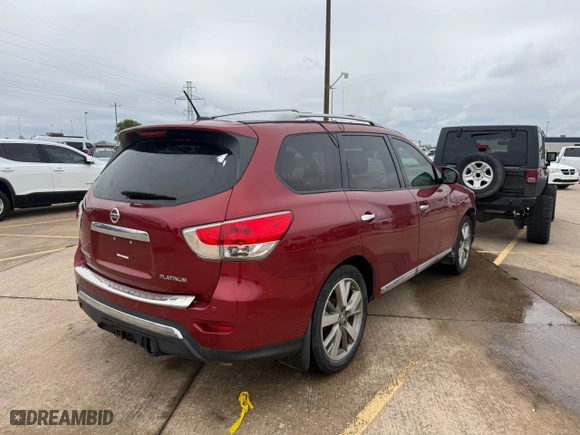 2015 Nissan Pathfinder Platinum with VIN 5N1AR2MN6FC608975, listed as a Copart auction lot 52014495 with 156,223 mi miles and Clean Title. Bid and sale history available at carsss.com. Image 4.