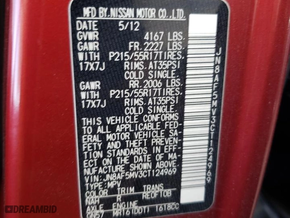 2012 Nissan Juke SL with VIN JN8AF5MV3CT124969, listed as a Copart auction lot 48517925 with 145,206 mi miles and Salvage Title. Bid and sale history available at carsss.com. Image 14.